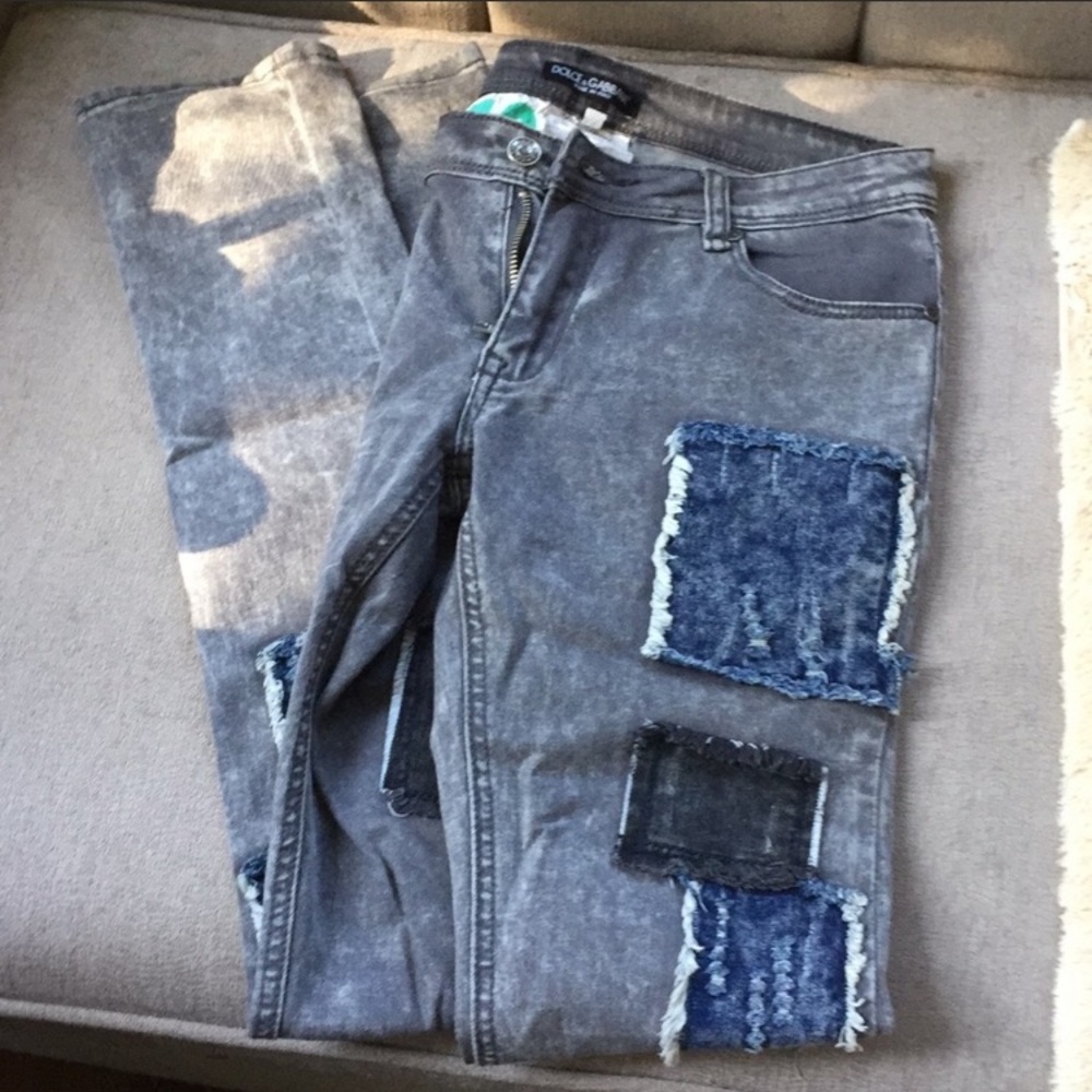 D&G Italian patched‎ skinny denim jeans
